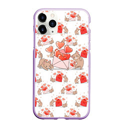 Чехол iPhone 11 Pro матовый Котики, цвет: 3D-сиреневый
