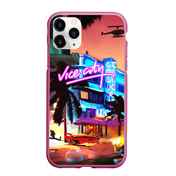 Чехол iPhone 11 Pro матовый GTA: VICE CITY, цвет: 3D-малиновый