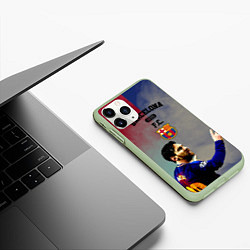 Чехол iPhone 11 Pro матовый Messi, цвет: 3D-салатовый — фото 2