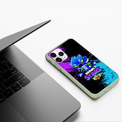 Чехол iPhone 11 Pro матовый Brawl Stars Leon, цвет: 3D-салатовый — фото 2