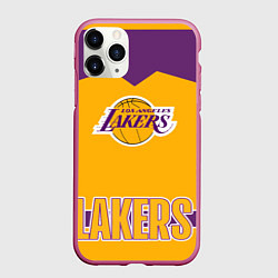 Чехол iPhone 11 Pro матовый Los Angeles Lakers, цвет: 3D-малиновый