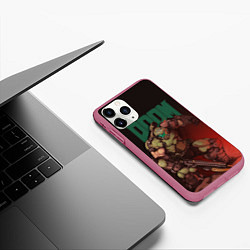 Чехол iPhone 11 Pro матовый Doom, цвет: 3D-малиновый — фото 2