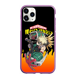 Чехол iPhone 11 Pro матовый MY HERO ACADEMIA яркое пламя, цвет: 3D-фиолетовый