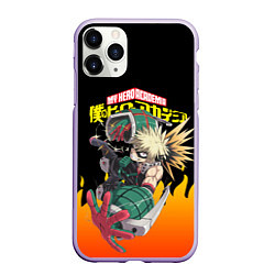 Чехол iPhone 11 Pro матовый MY HERO ACADEMIA яркое пламя, цвет: 3D-светло-сиреневый