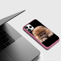 Чехол iPhone 11 Pro матовый Рыжий Шпиц, цвет: 3D-малиновый — фото 2
