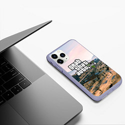 Чехол iPhone 11 Pro матовый Grand Theft Auto 5, цвет: 3D-светло-сиреневый — фото 2