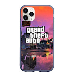 Чехол iPhone 11 Pro матовый GTA VI, цвет: 3D-серый