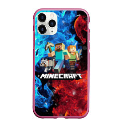 Чехол iPhone 11 Pro матовый Minecraft Майнкрафт, цвет: 3D-малиновый