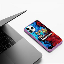 Чехол iPhone 11 Pro матовый Minecraft Майнкрафт, цвет: 3D-фиолетовый — фото 2