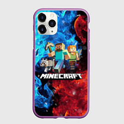Чехол iPhone 11 Pro матовый Minecraft Майнкрафт, цвет: 3D-фиолетовый