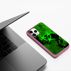 Чехол iPhone 11 Pro матовый BIOHAZARD, цвет: 3D-малиновый — фото 2