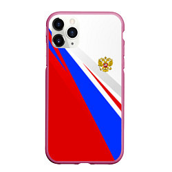 Чехол iPhone 11 Pro матовый Россия, цвет: 3D-малиновый