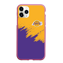 Чехол iPhone 11 Pro матовый LA LAKERS, цвет: 3D-малиновый