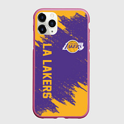 Чехол iPhone 11 Pro матовый LA LAKERS, цвет: 3D-малиновый