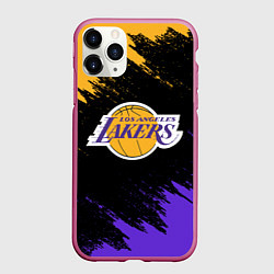 Чехол iPhone 11 Pro матовый LA LAKERS, цвет: 3D-малиновый