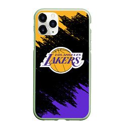 Чехол iPhone 11 Pro матовый LA LAKERS, цвет: 3D-салатовый