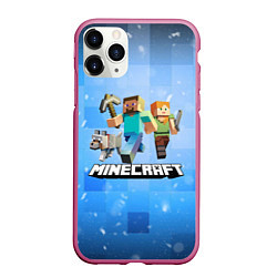 Чехол iPhone 11 Pro матовый Minecraft Майнкрафт, цвет: 3D-малиновый