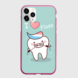 Чехол iPhone 11 Pro матовый Tooth, цвет: 3D-малиновый