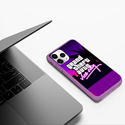 Чехол iPhone 11 Pro матовый GTA:VICE CITY, цвет: 3D-фиолетовый — фото 2