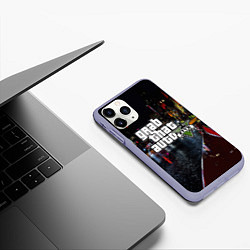 Чехол iPhone 11 Pro матовый Grand Theft Auto V, цвет: 3D-светло-сиреневый — фото 2
