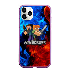 Чехол iPhone 11 Pro матовый MINECRAFT, цвет: 3D-фиолетовый