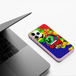 Чехол iPhone 11 Pro матовый BRAWL STARS SPIKE, цвет: 3D-розовый — фото 2