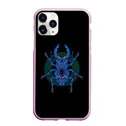 Чехол iPhone 11 Pro матовый Робот Жук, цвет: 3D-розовый