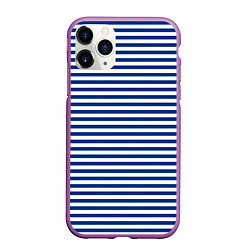 Чехол iPhone 11 Pro матовый Тельняшка ВМФ, цвет: 3D-фиолетовый