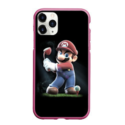 Чехол iPhone 11 Pro матовый Марио, цвет: 3D-малиновый
