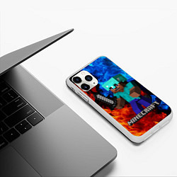 Чехол iPhone 11 Pro матовый MINECRAFT, цвет: 3D-белый — фото 2