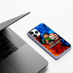 Чехол iPhone 11 Pro матовый MINECRAFT, цвет: 3D-светло-сиреневый — фото 2