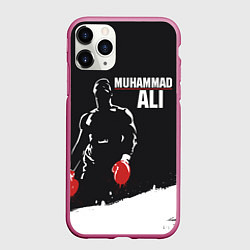 Чехол iPhone 11 Pro матовый Muhammad Ali, цвет: 3D-малиновый