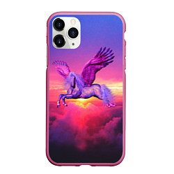 Чехол iPhone 11 Pro матовый Dusk Sky Horse, цвет: 3D-малиновый