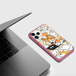 Чехол iPhone 11 Pro матовый Корги, цвет: 3D-малиновый — фото 2