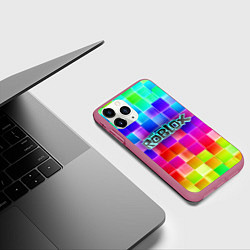 Чехол iPhone 11 Pro матовый Роблокс, цвет: 3D-малиновый — фото 2