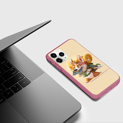 Чехол iPhone 11 Pro матовый КОРГИ ПУТЕШЕСТВЕННИК, цвет: 3D-малиновый — фото 2