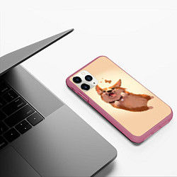 Чехол iPhone 11 Pro матовый КОРГИ, цвет: 3D-малиновый — фото 2