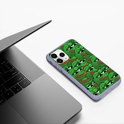 Чехол iPhone 11 Pro матовый Pepe The Frog, цвет: 3D-светло-сиреневый — фото 2