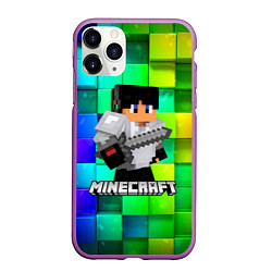 Чехол iPhone 11 Pro матовый Minecraft Майнкрафт, цвет: 3D-фиолетовый