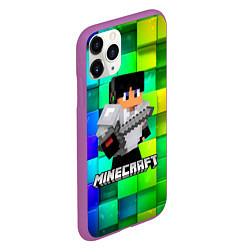 Чехол iPhone 11 Pro матовый Minecraft Майнкрафт, цвет: 3D-фиолетовый — фото 2