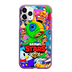 Чехол iPhone 11 Pro матовый BRAWL STARS LEON, цвет: 3D-фиолетовый