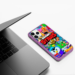 Чехол iPhone 11 Pro матовый BRAWL STARS, цвет: 3D-фиолетовый — фото 2