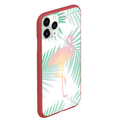 Чехол iPhone 11 Pro матовый Фламинго в джунглях, цвет: 3D-красный — фото 2