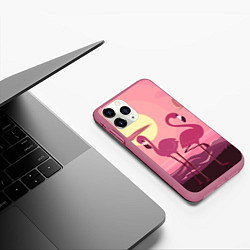 Чехол iPhone 11 Pro матовый Фламинго, цвет: 3D-малиновый — фото 2