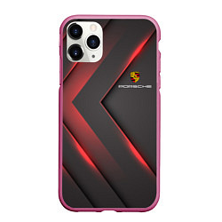 Чехол iPhone 11 Pro матовый PORSCHE, цвет: 3D-малиновый