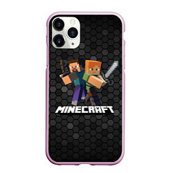 Чехол iPhone 11 Pro матовый Minecraft Майнкрафт, цвет: 3D-розовый