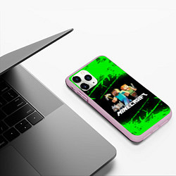 Чехол iPhone 11 Pro матовый MINECRAFT, цвет: 3D-розовый — фото 2