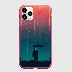 Чехол iPhone 11 Pro матовый Космический Дождь, цвет: 3D-малиновый