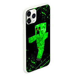 Чехол iPhone 11 Pro матовый MINECRAFT CREEPER, цвет: 3D-белый — фото 2