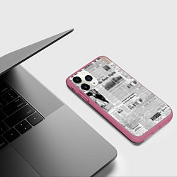 Чехол iPhone 11 Pro матовый Газета Newspaper, цвет: 3D-малиновый — фото 2